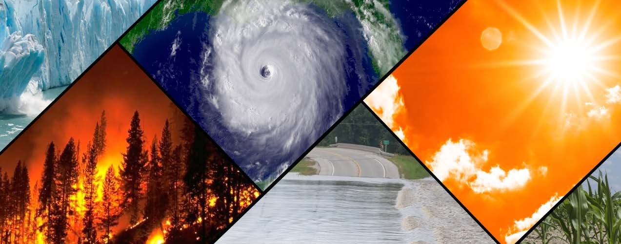 A visual montage of climate and environmental hazards